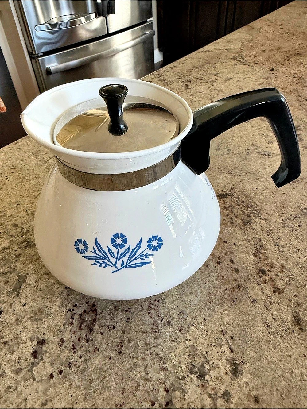 Vintage CorningWare 6 Cup Blue Cornflower Floral Teapot w/ Lid